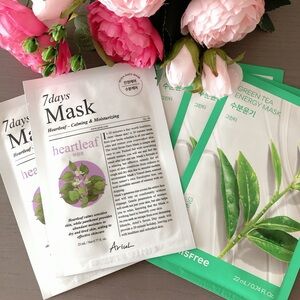 5 Korean sheet masks (7 Days mask & Innisfree Green tan energy mask) face mask